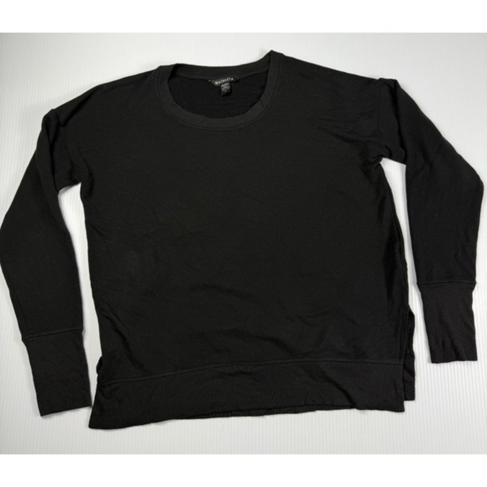 Athleta Pranayama Restore Crew Neck‎ Long Sleeve Top Thumb Holes Black M